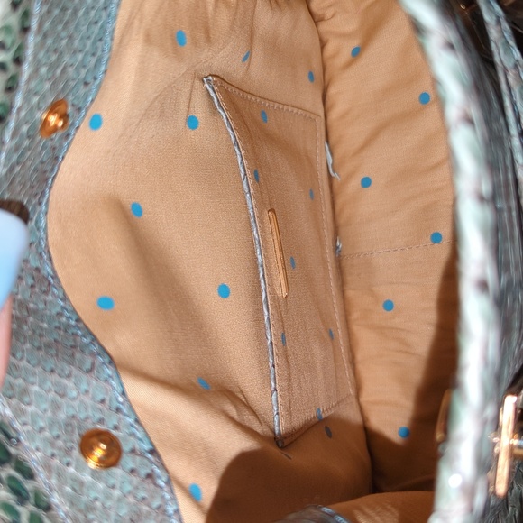 NWT Kate Spade Mini Kylie snakeskin-like, gold chain strap, drawstring purse - Picture 11 of 13